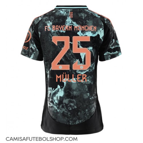 Camisa de time de futebol Bayern Munich Thomas Muller #25 Replicas 2º Equipamento Feminina 2024-25 Manga Curta